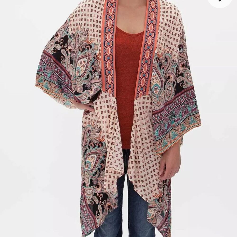 Flying Tomato Multicolor Printed Boho Flyaway Cardigan Kimono Size M/L